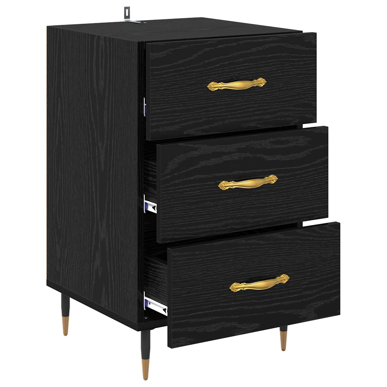vidaXL Bedside Cabinet Black Oak 40 x 40 x 66 cm Engineered Wood 5