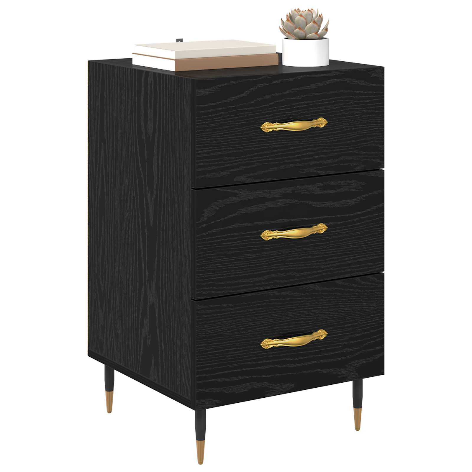vidaXL Bedside Cabinet Black Oak 40 x 40 x 66 cm Engineered Wood 3