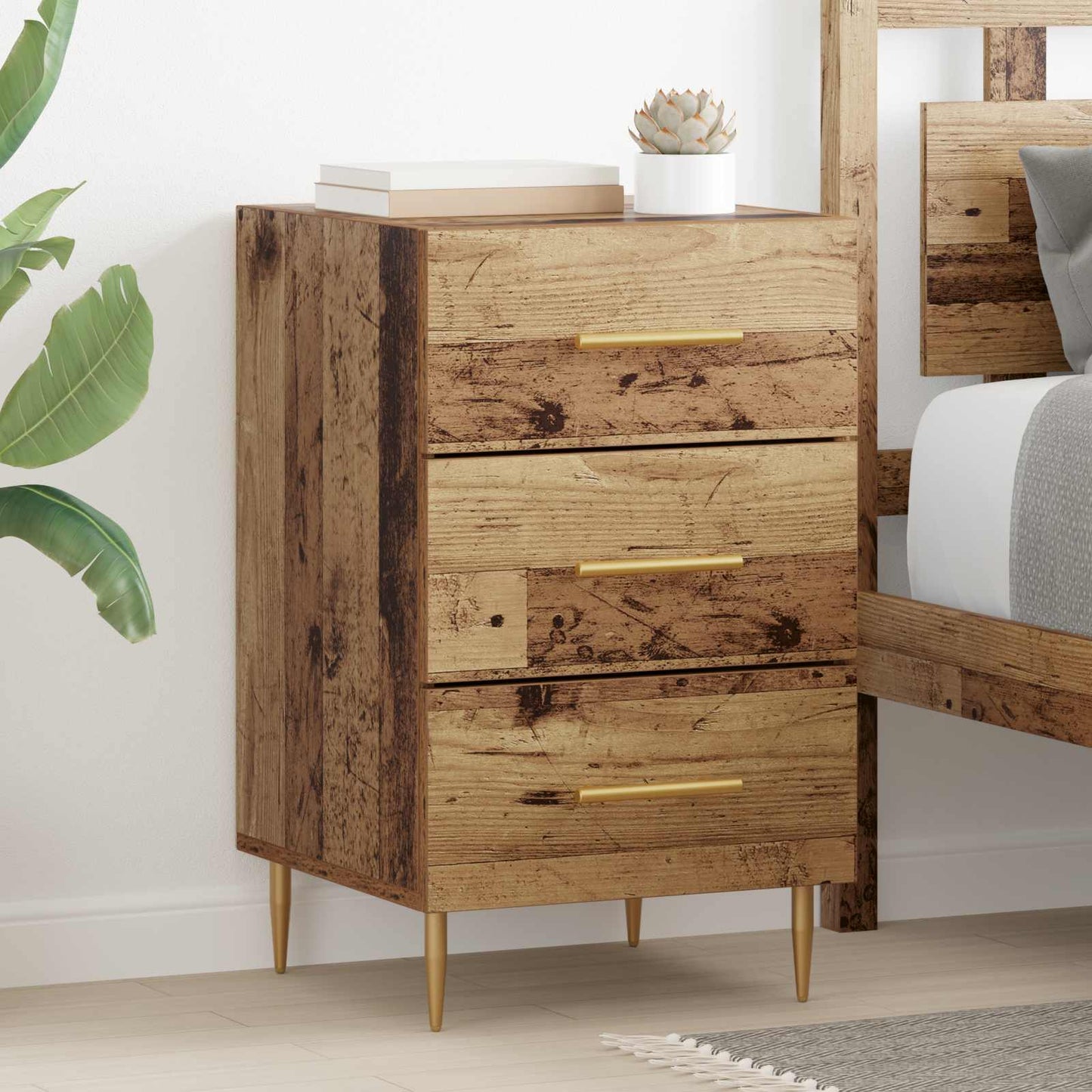 vidaXL Bedside Cabinet Old Wood 40 x 40 x 66 cm Engineered Wood 1