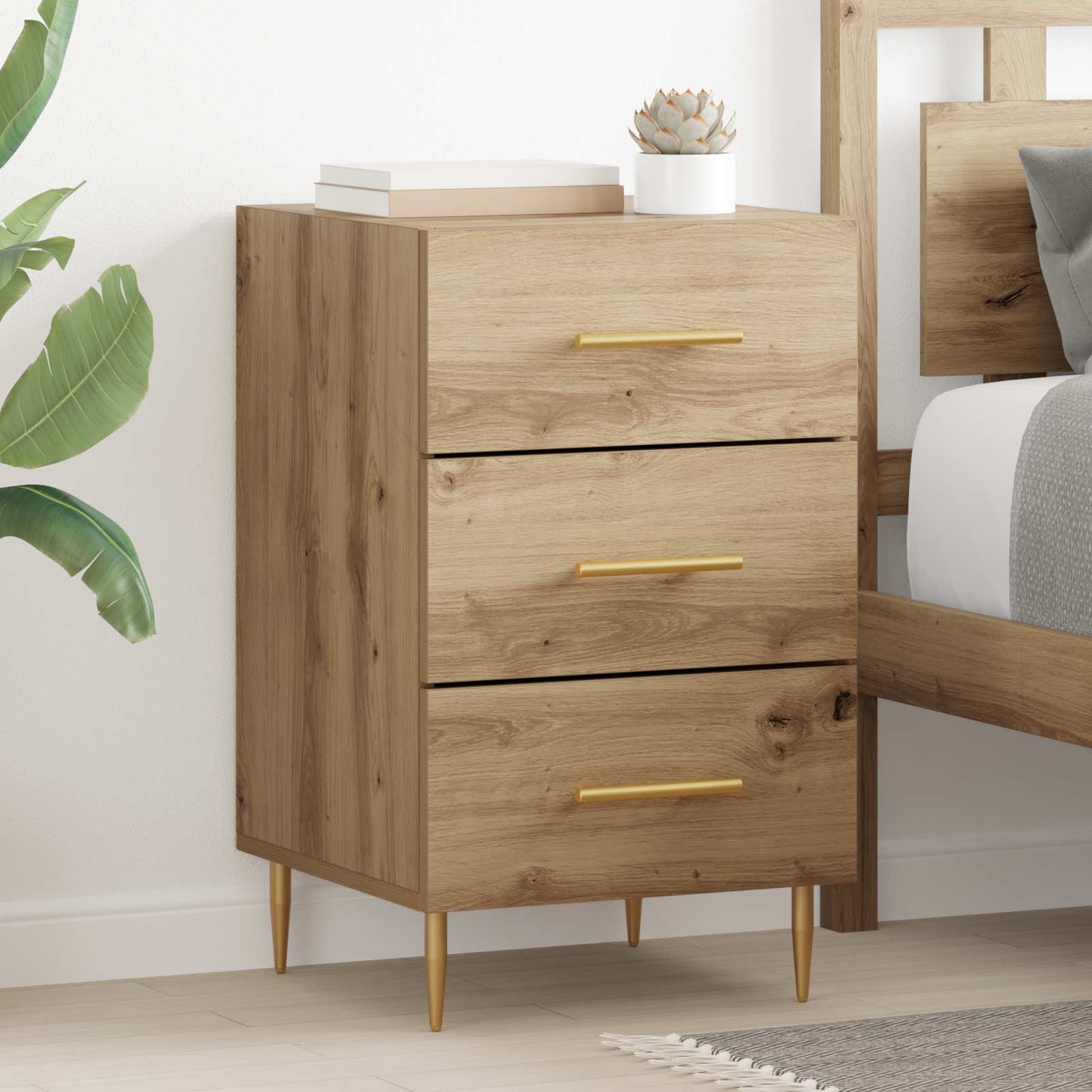 vidaXL Bedside Cabinet Artisan Oak 40 x 40 x 66 cm Engineered Wood 1