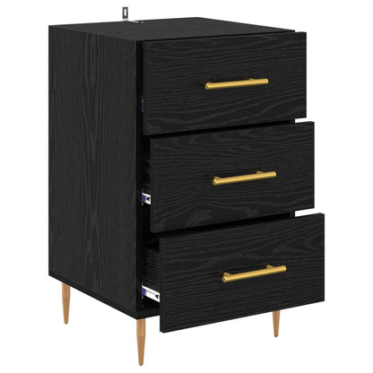 vidaXL Bedside Cabinet Black Oak 40 x 40 x 66 cm Engineered Wood 5