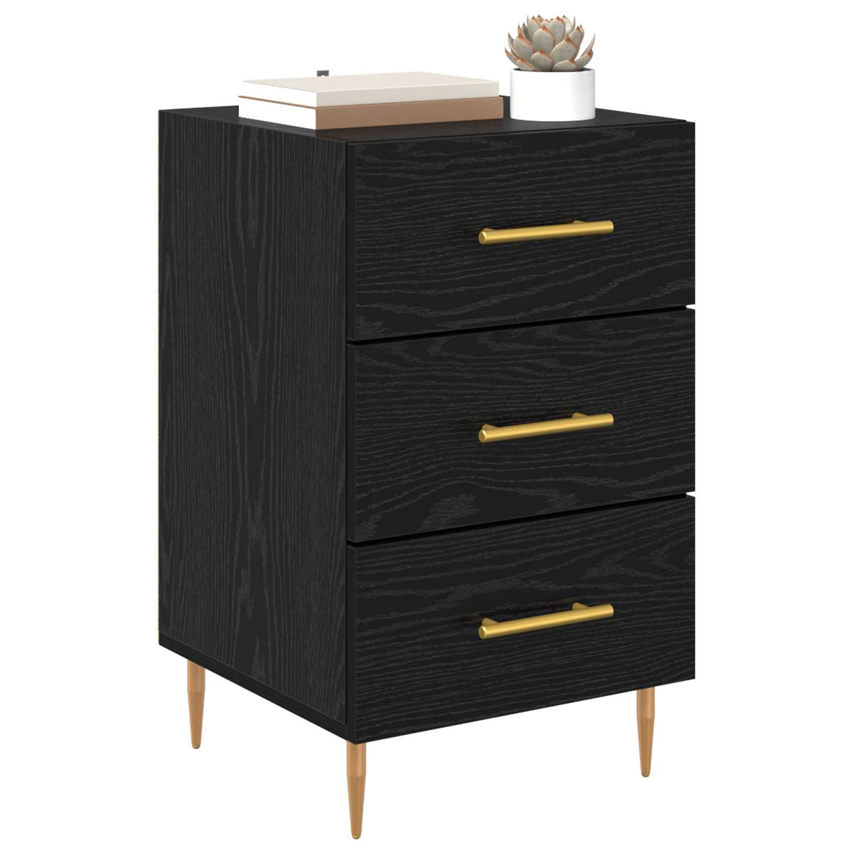 Bedside Cabinet 40x40x66 cm Engineered Wood Black oak