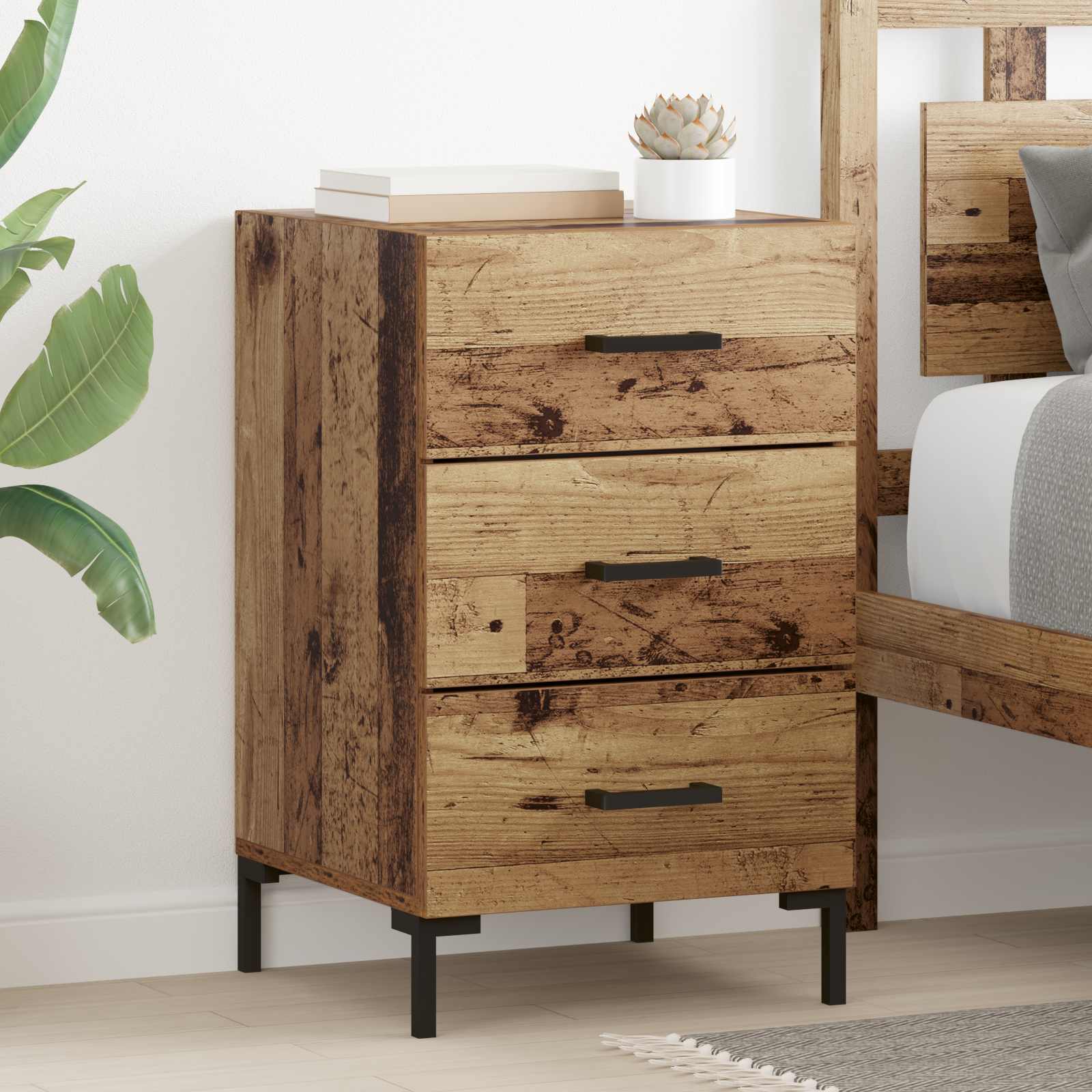 vidaXL Bedside Cabinet Old Wood 40 x 40 x 66 cm Engineered Wood 1