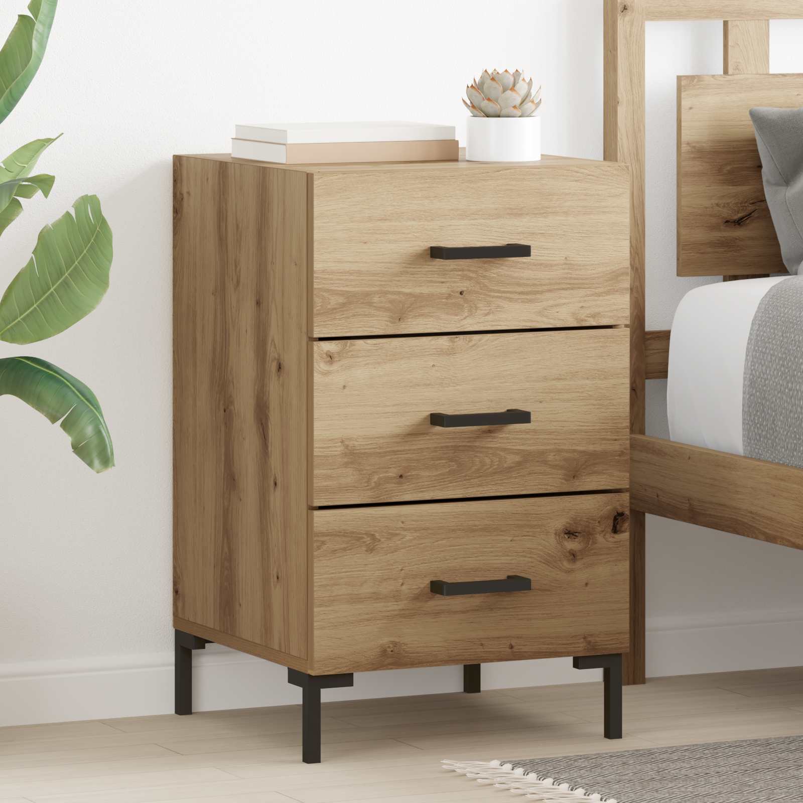 vidaXL Bedside Cabinet Artisan Oak 40 x 40 x 66 cm Engineered Wood 1