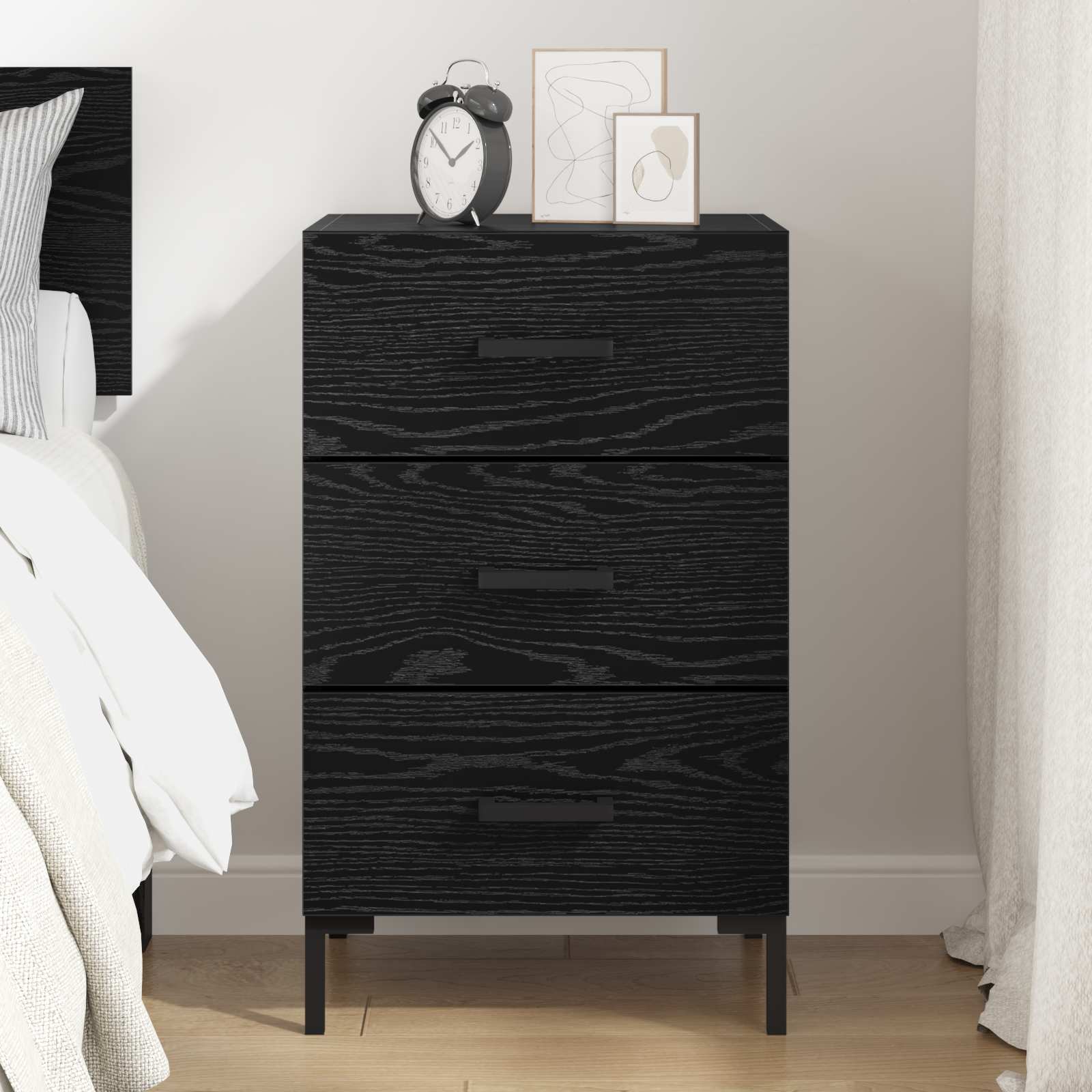vidaXL Bedside Cabinet Black Oak 40 x 40 x 66 cm Engineered Wood 4