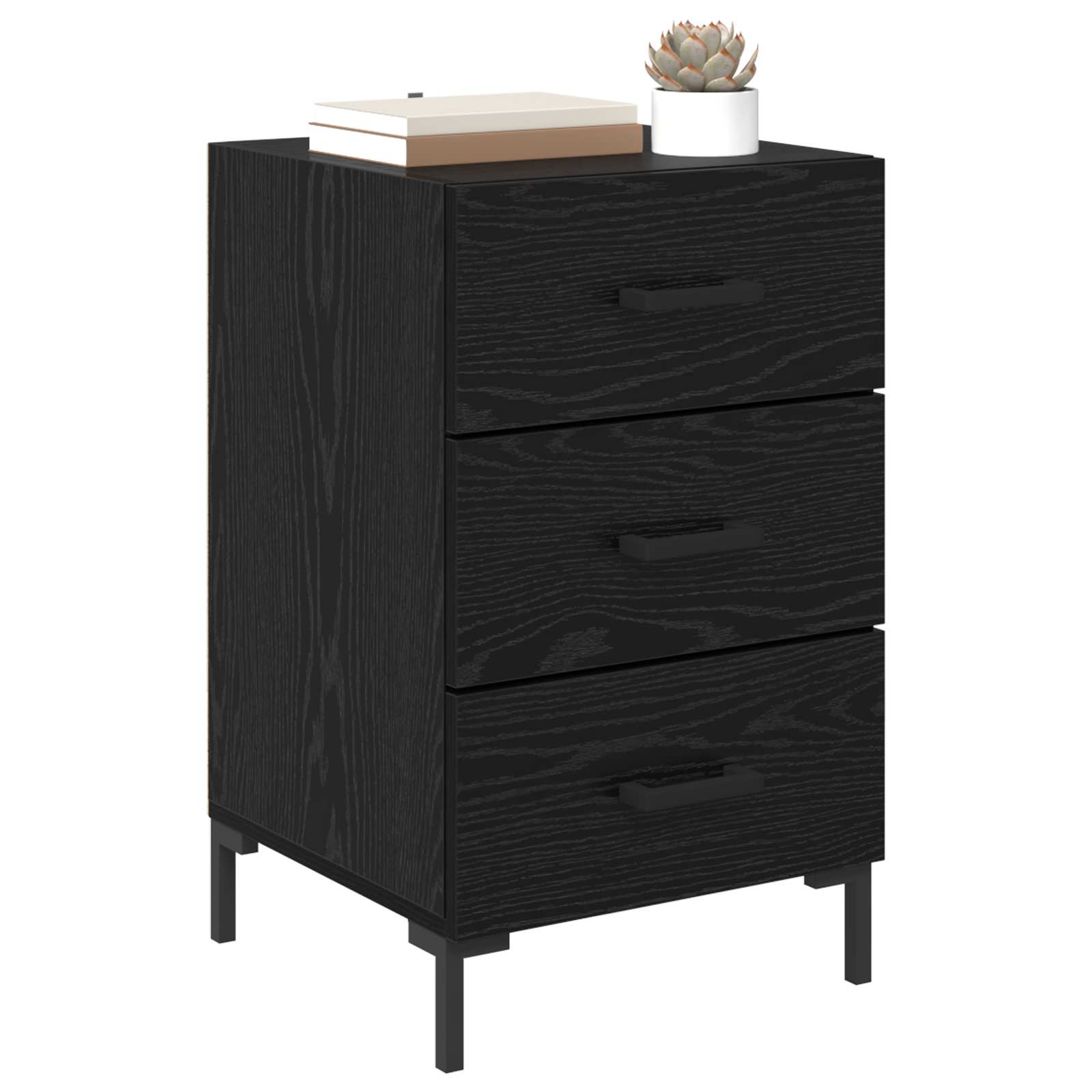vidaXL Bedside Cabinet Black Oak 40 x 40 x 66 cm Engineered Wood 3