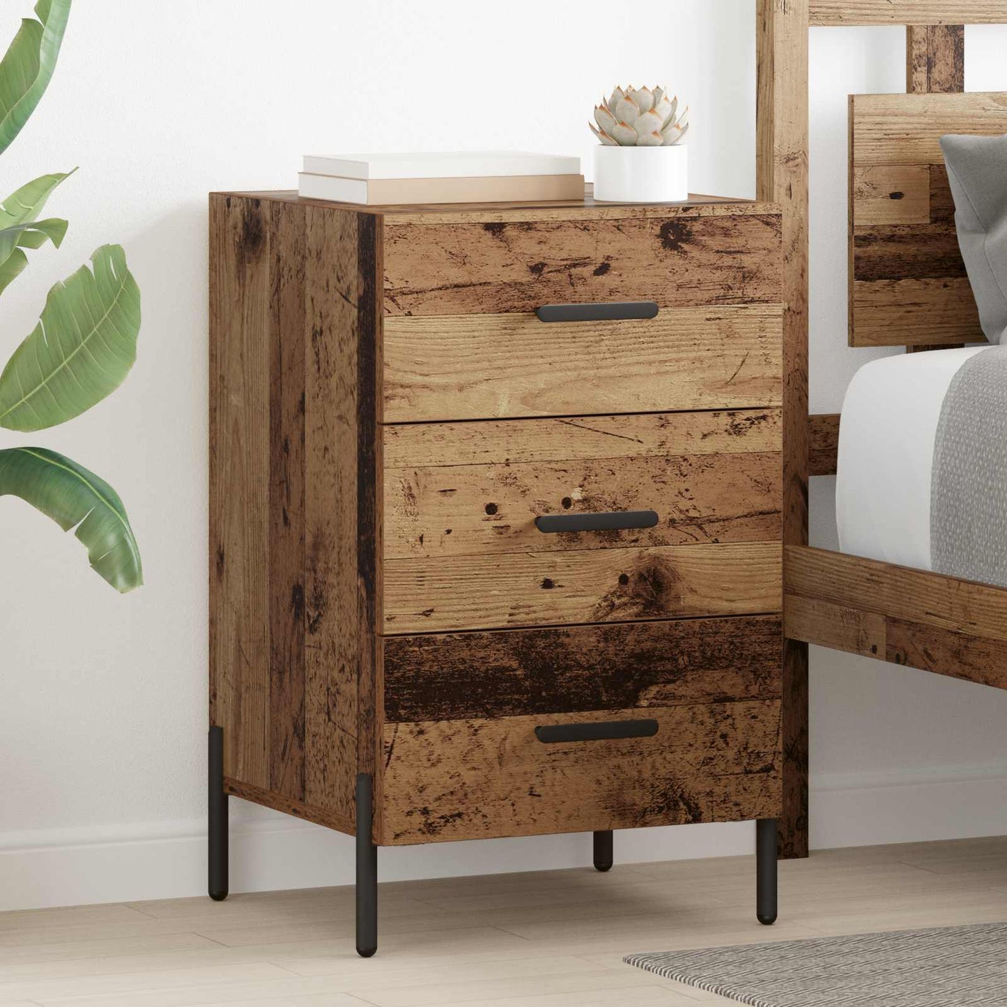 vidaXL Bedside Cabinet Old Wood 40 x 40 x 66 cm Engineered Wood 1