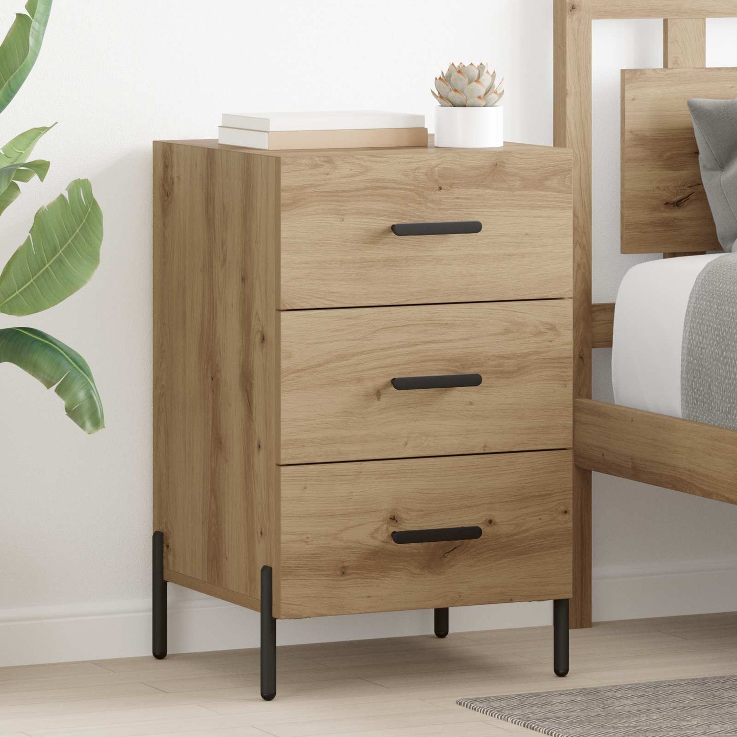 vidaXL Bedside Cabinet Artisan Oak 40 x 40 x 66 cm Engineered Wood 1