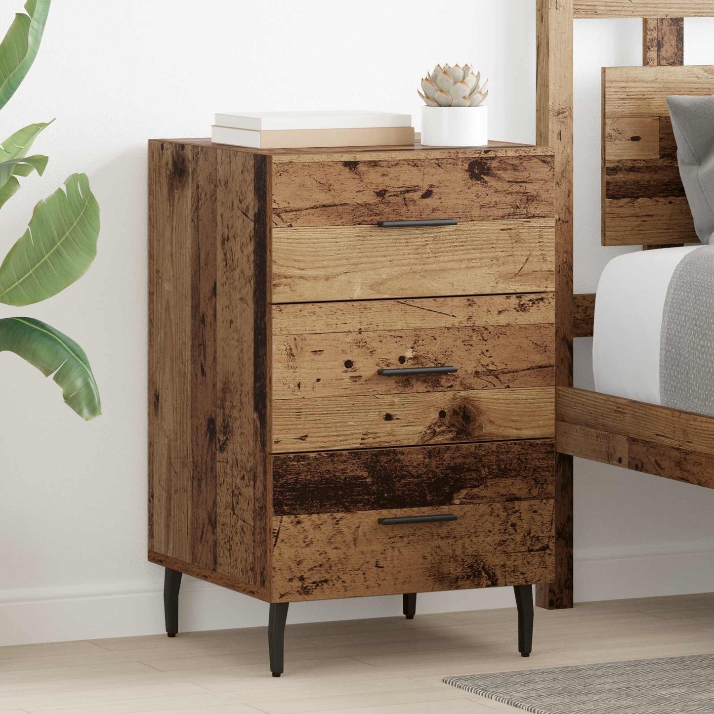 vidaXL Bedside Cabinet Old Wood 40 x 40 x 66 cm Engineered Wood 1