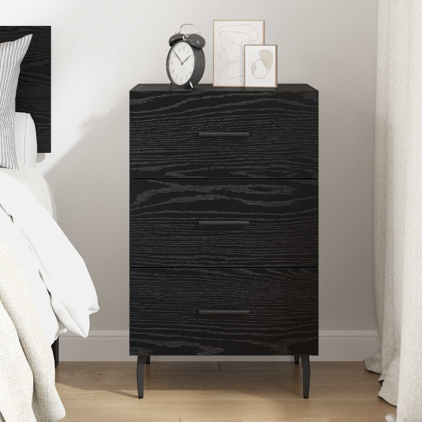 vidaXL Bedside Cabinet Black Oak 40 x 40 x 66 cm Engineered Wood 4