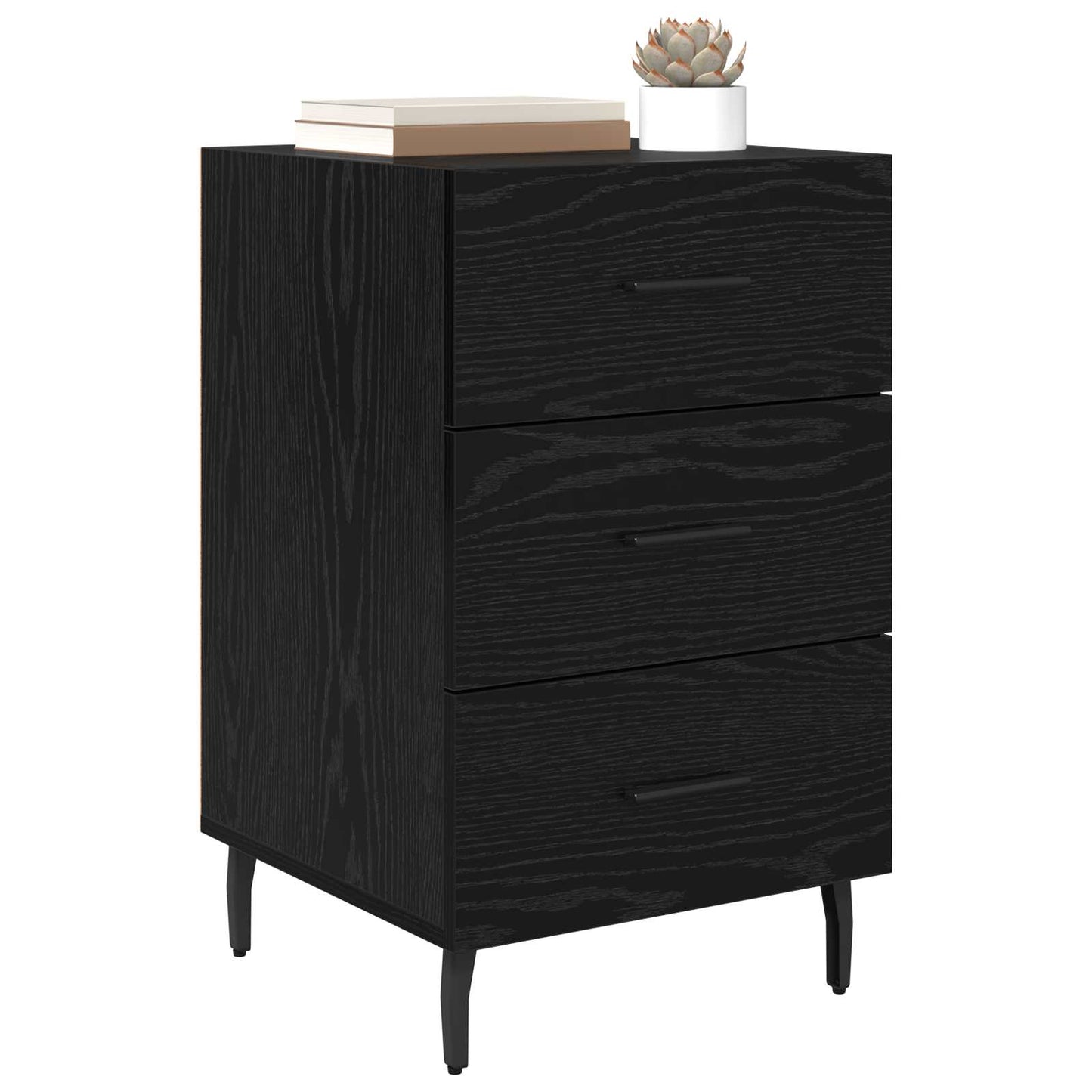 vidaXL Bedside Cabinet Black Oak 40 x 40 x 66 cm Engineered Wood 3