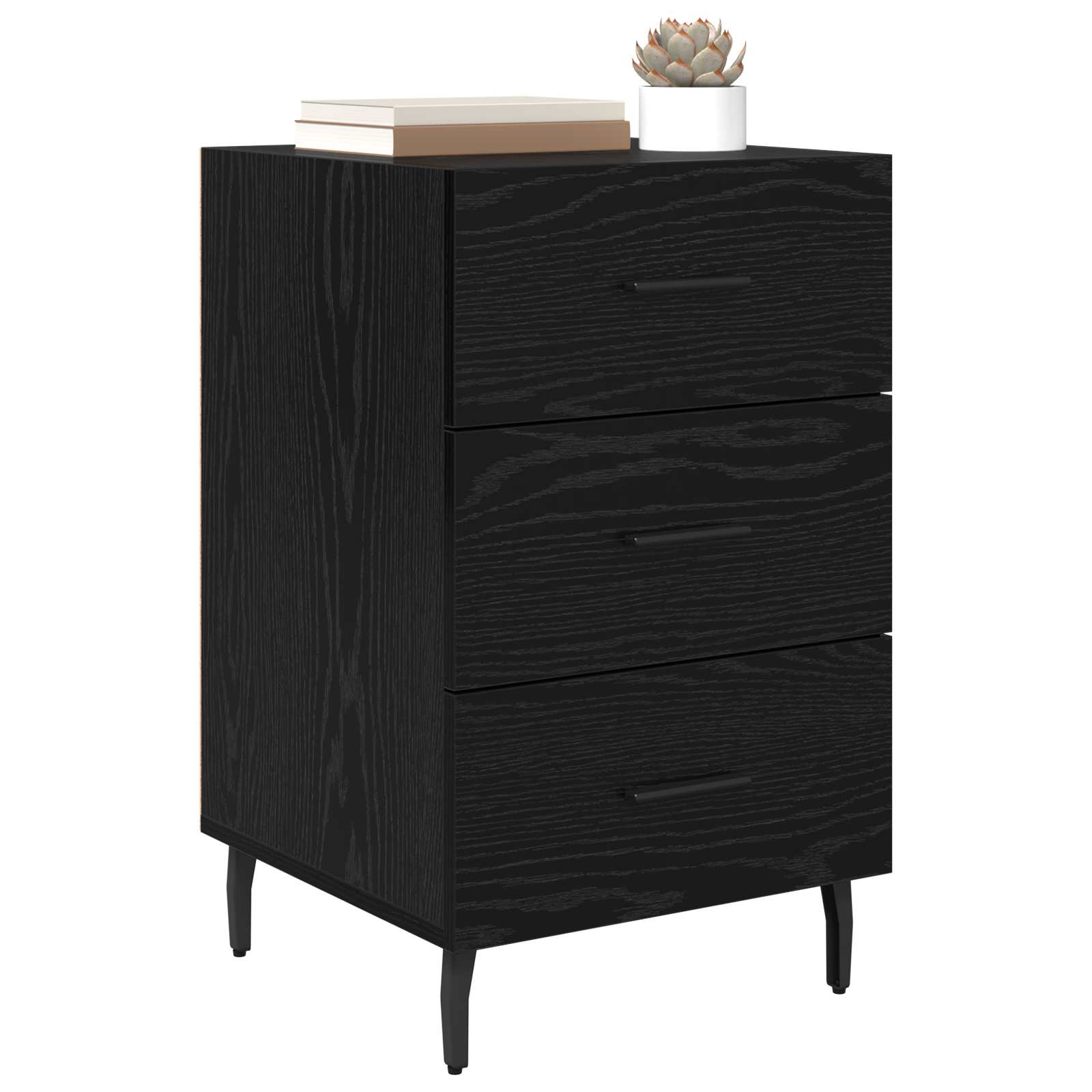 vidaXL Bedside Cabinet Black Oak 40 x 40 x 66 cm Engineered Wood 3