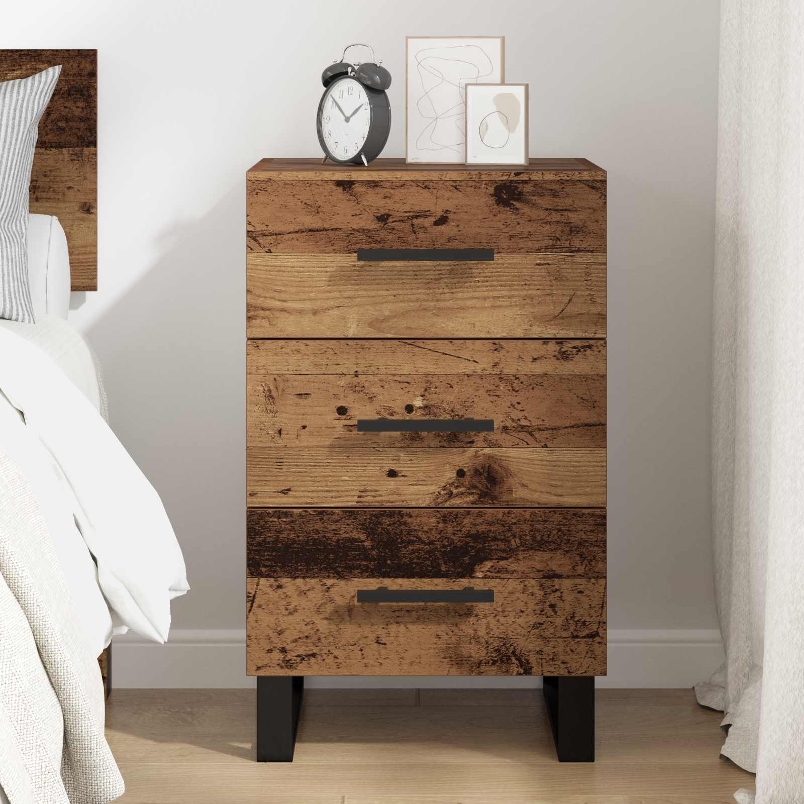 vidaXL Bedside Cabinet Old Wood 40 x 40 x 66 cm Engineered Wood 4