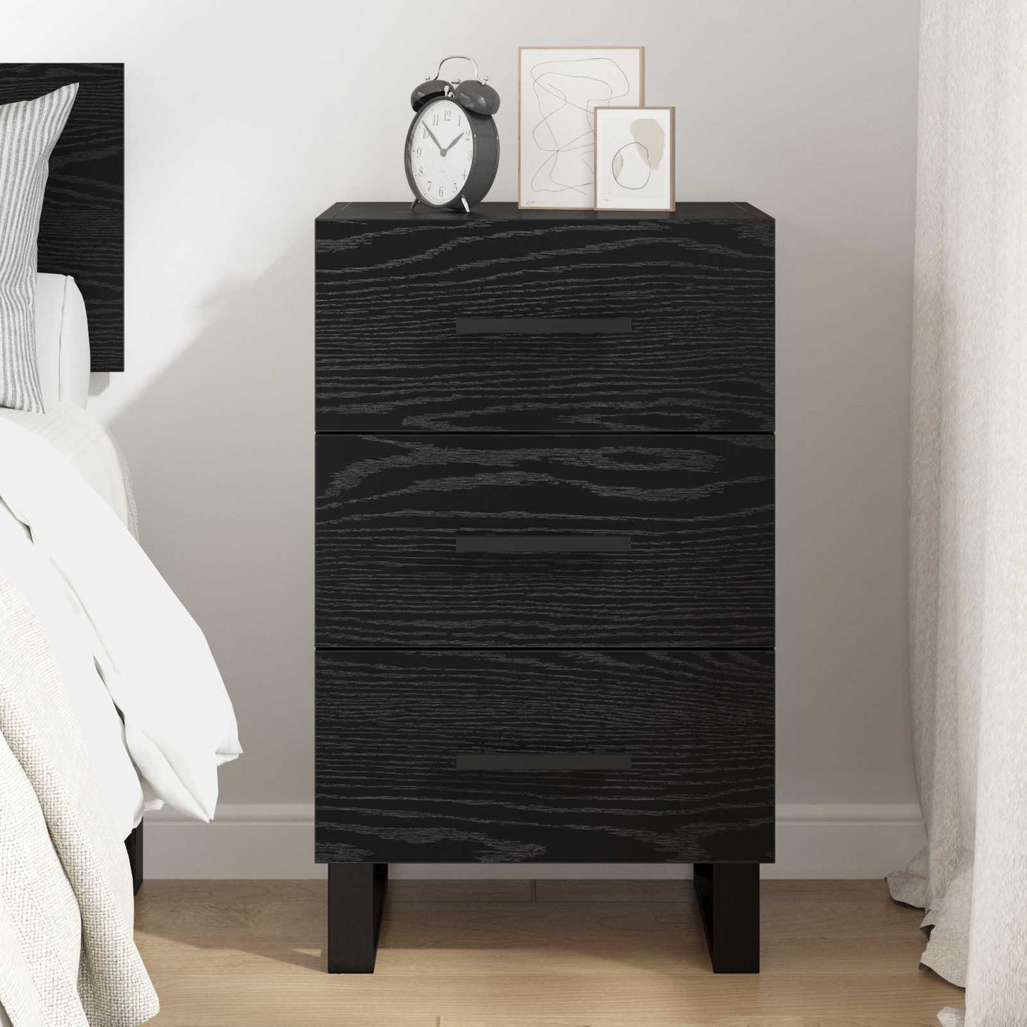 vidaXL Bedside Cabinet Black Oak 40 x 40 x 66 cm Engineered Wood 4