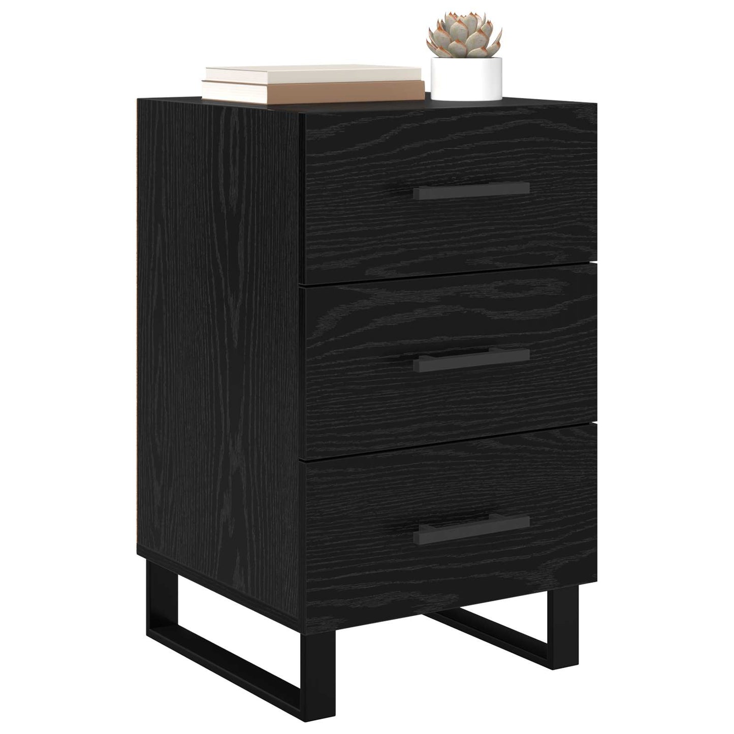 vidaXL Bedside Cabinet Black Oak 40 x 40 x 66 cm Engineered Wood 3