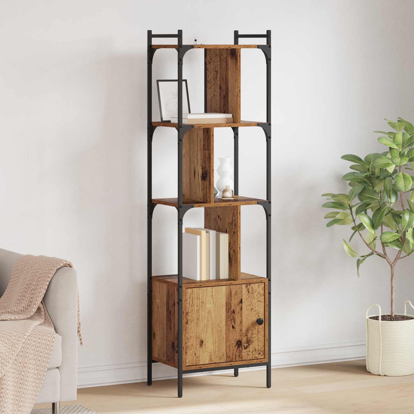 vidaXL Bookcase 6-Tier 44.5 x 30 x 154.5 cm Engineered Wood Old Wood 1
