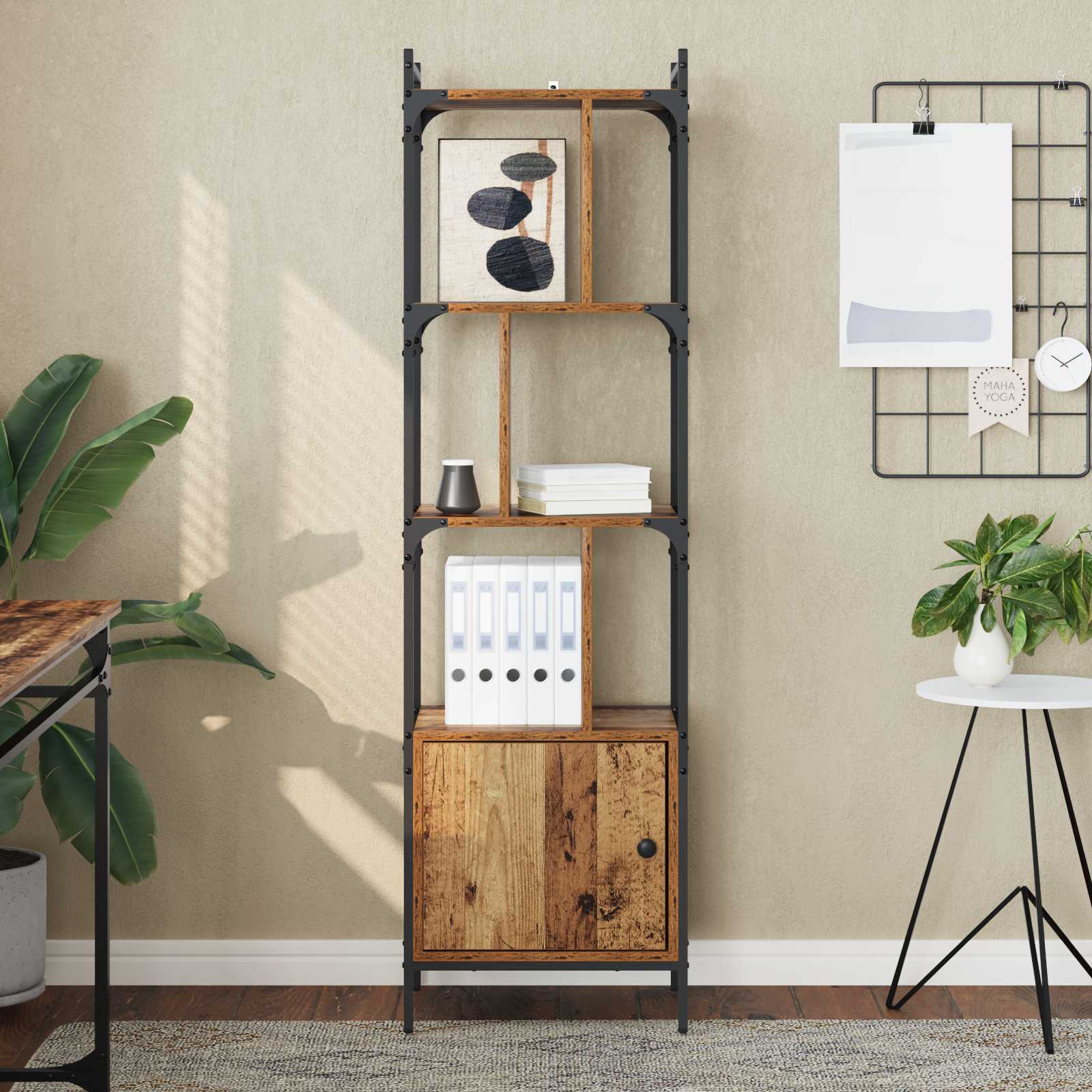 vidaXL Bookcase 6-Tier 44.5 x 30 x 154.5 cm Engineered Wood Old Wood 4