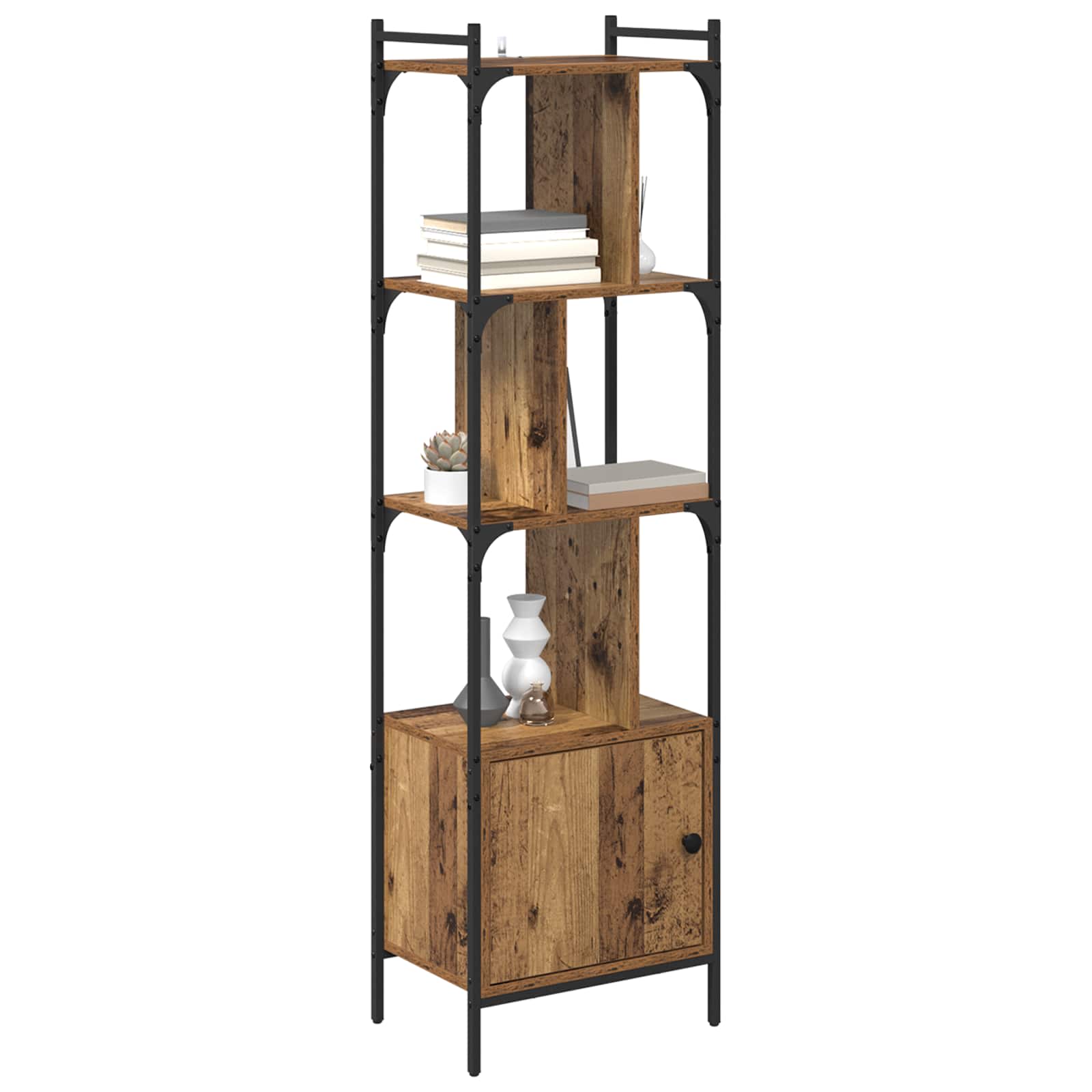 vidaXL Bookcase 6-Tier 44.5 x 30 x 154.5 cm Engineered Wood Old Wood 3