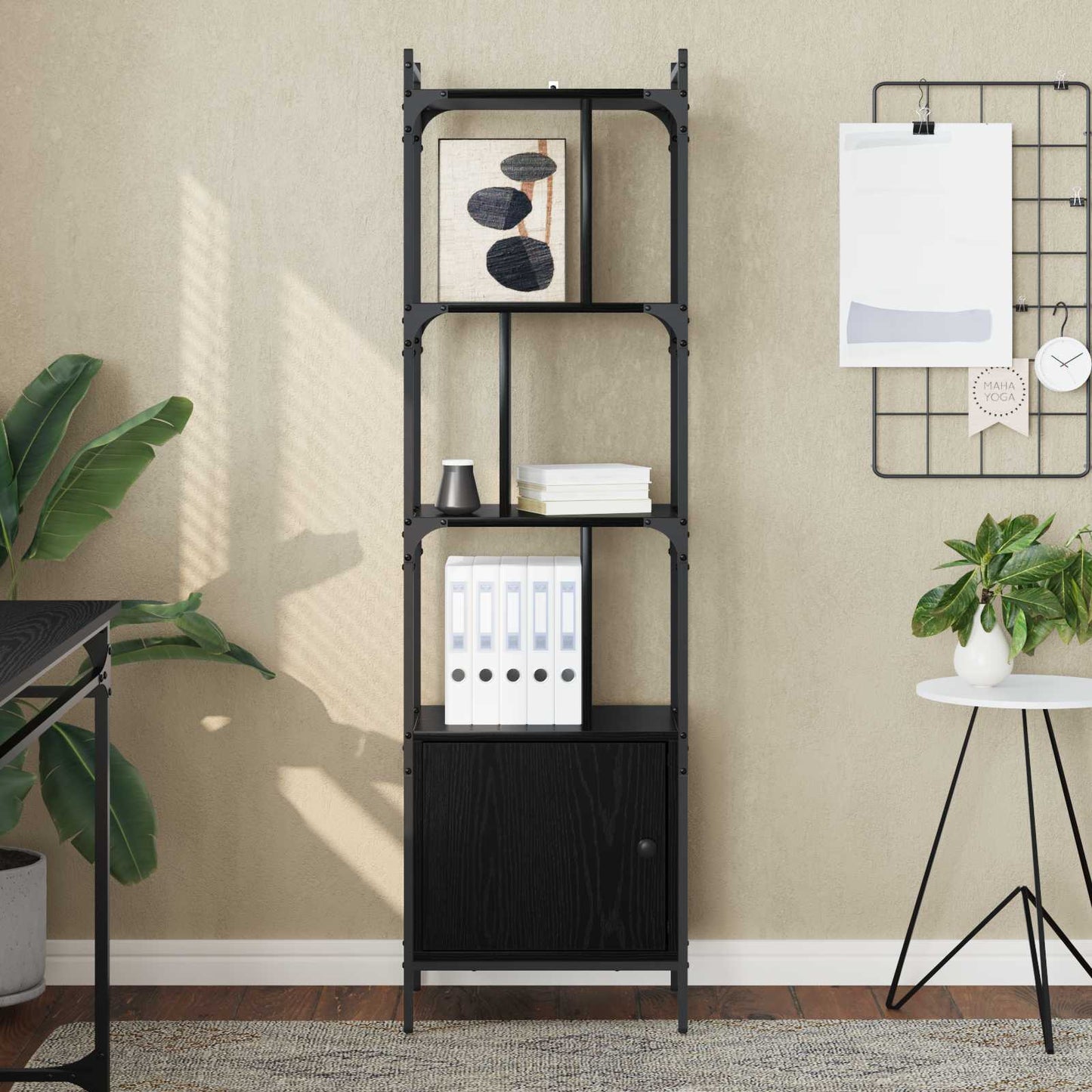 vidaXL Bookcase 6-Tier 44.5 x 30 x 154.5 cm Engineered Wood Black Oak 4