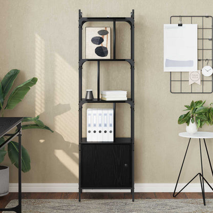 vidaXL Bookcase 6-Tier 44.5 x 30 x 154.5 cm Engineered Wood Black Oak 4