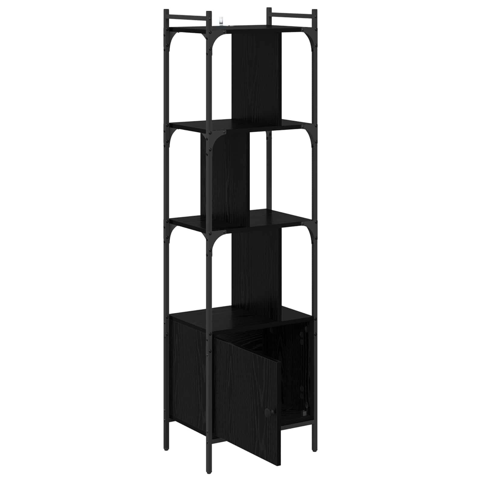 vidaXL Bookcase 6-Tier 44.5 x 30 x 154.5 cm Engineered Wood Black Oak 5