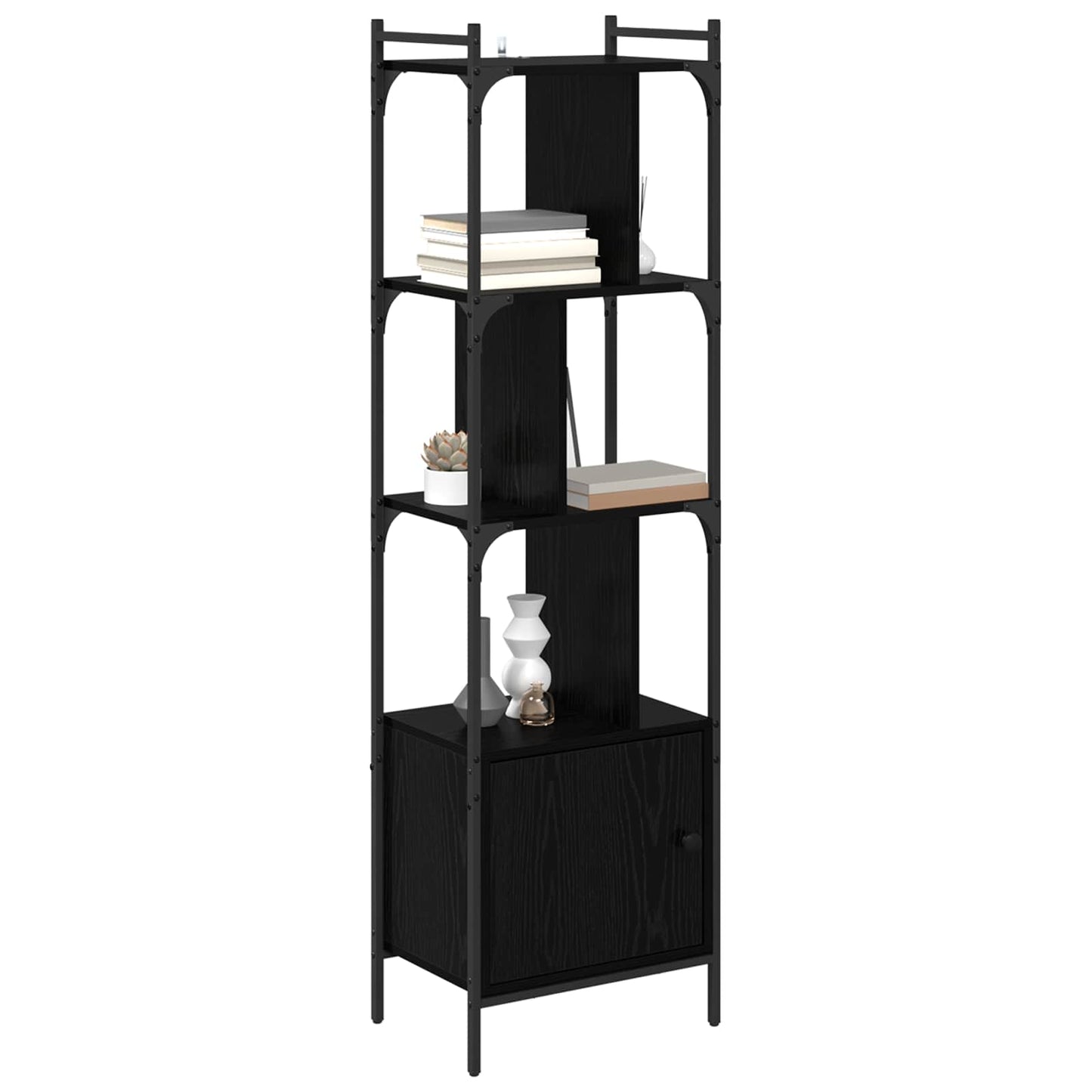 vidaXL Bookcase 6-Tier 44.5 x 30 x 154.5 cm Engineered Wood Black Oak 3