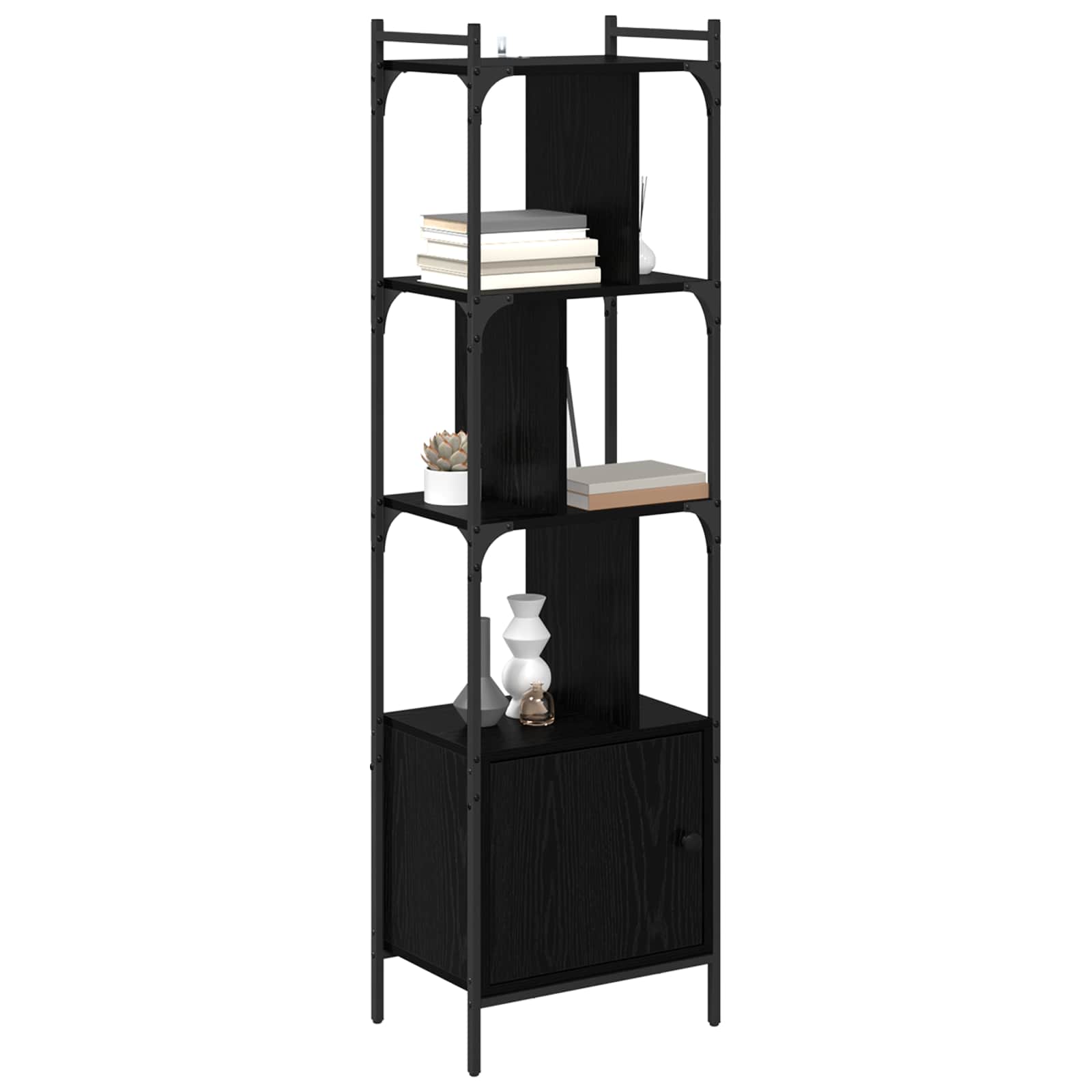 vidaXL Bookcase 6-Tier 44.5 x 30 x 154.5 cm Engineered Wood Black Oak 3