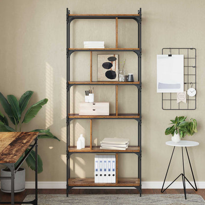 vidaXL Bookcase 5-Tier 76 x 32 x 192 cm Engineered Wood Old wood 4
