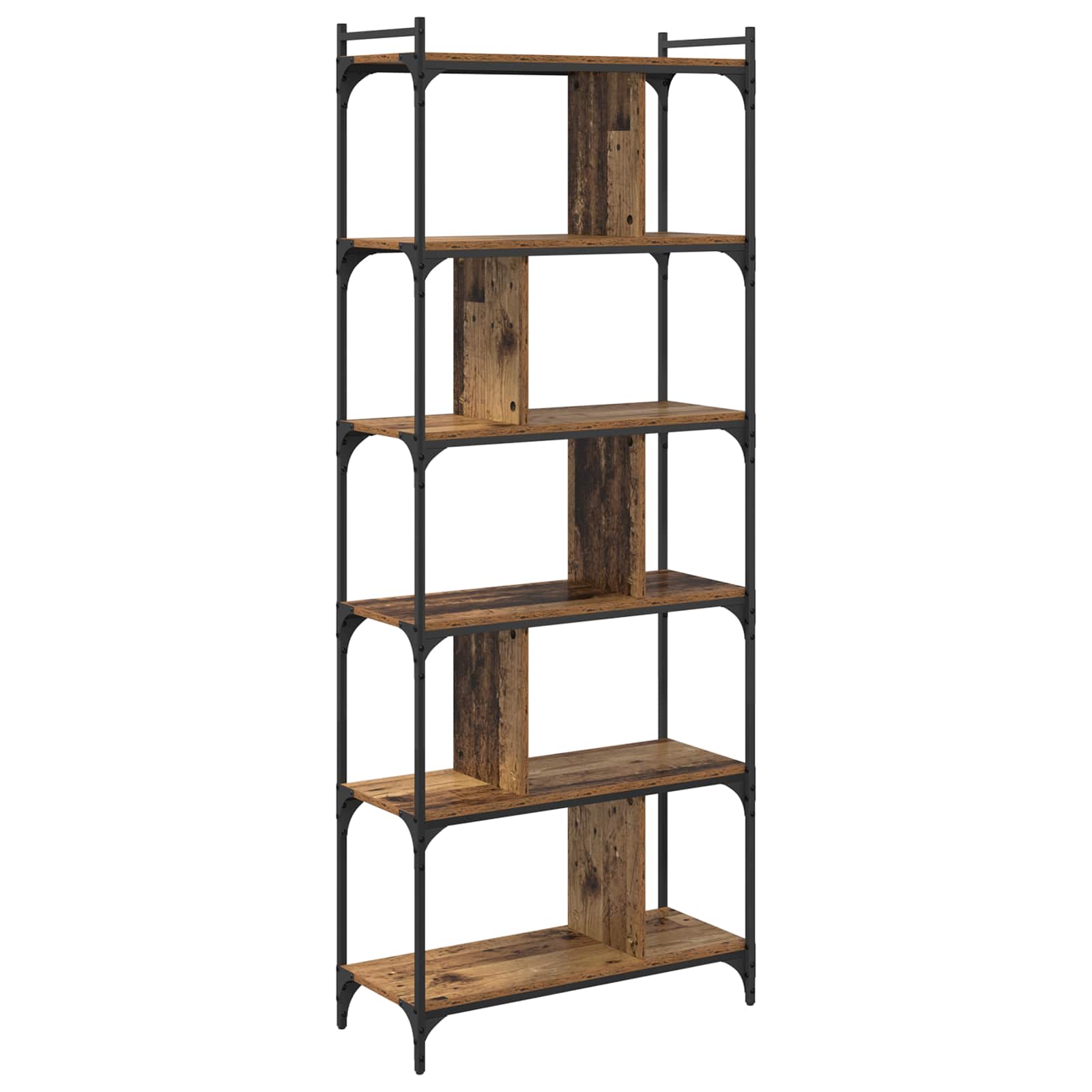 vidaXL Bookcase 5-Tier 76 x 32 x 192 cm Engineered Wood Old wood 2