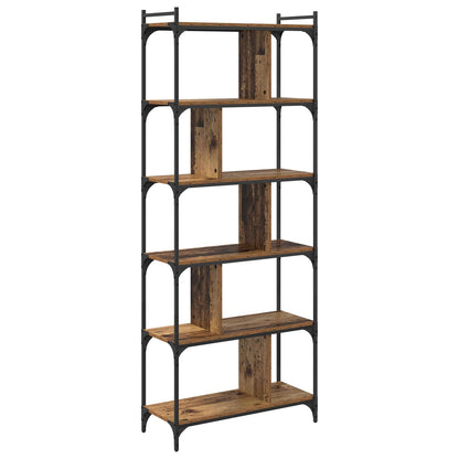 vidaXL Bookcase 5-Tier 76 x 32 x 192 cm Engineered Wood Old wood 2