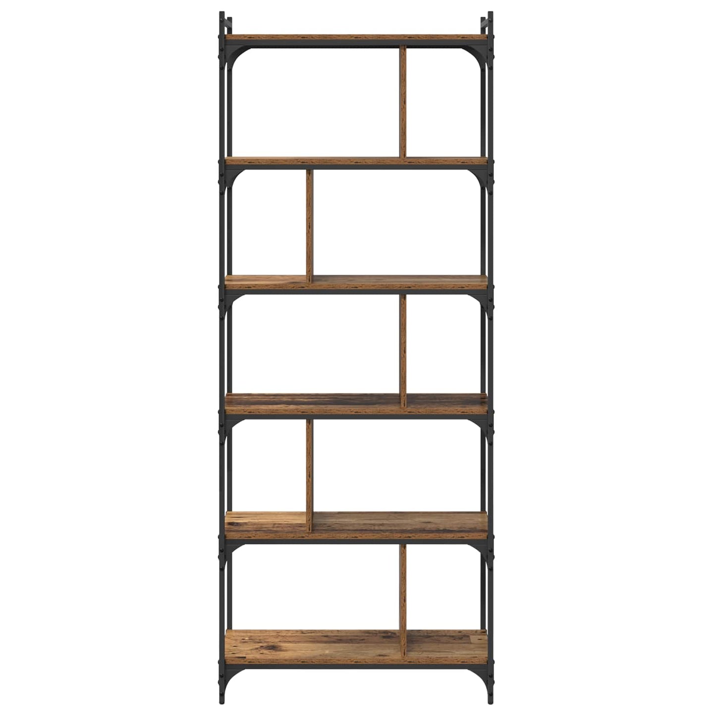 vidaXL Bookcase 5-Tier 76 x 32 x 192 cm Engineered Wood Old wood 5