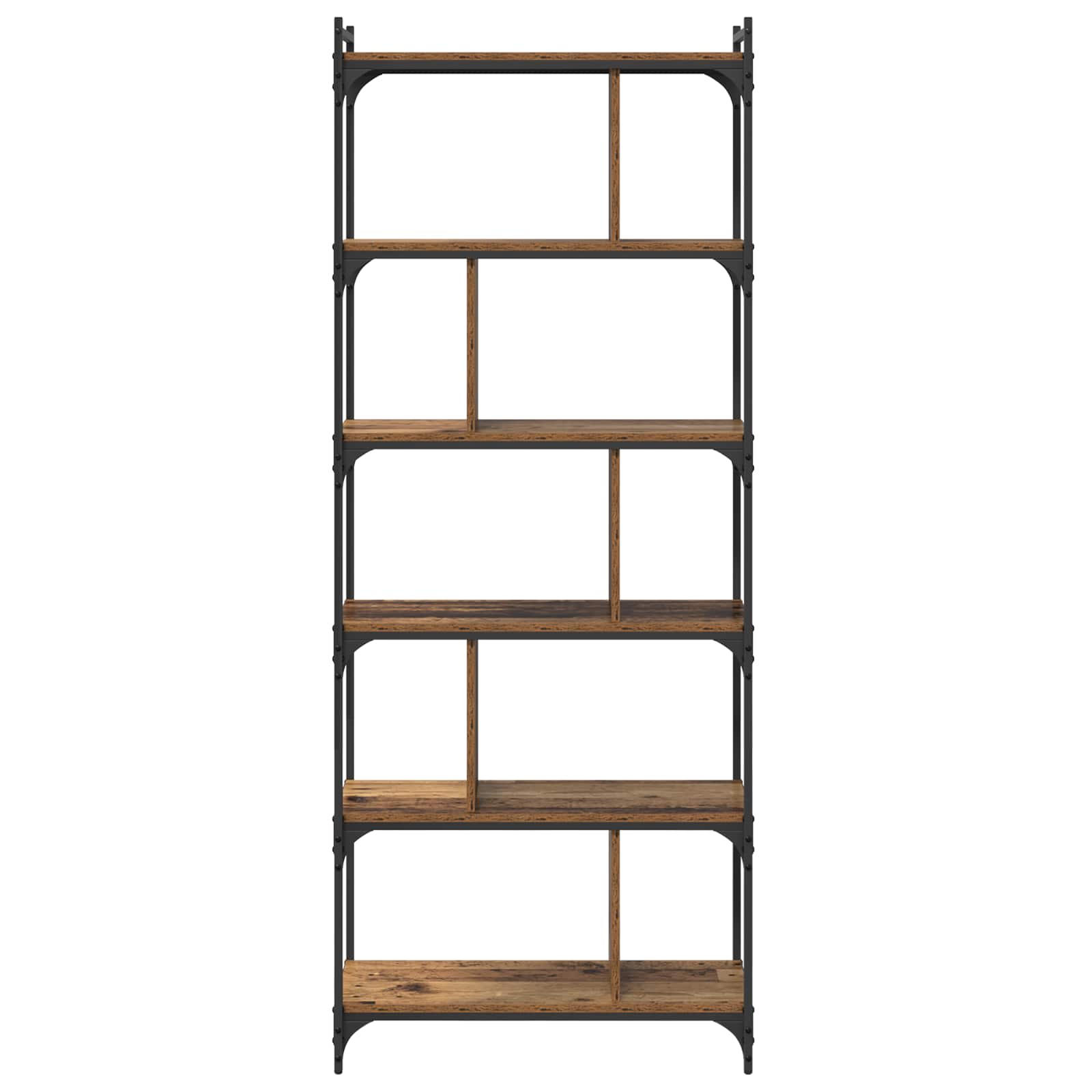vidaXL Bookcase 5-Tier 76 x 32 x 192 cm Engineered Wood Old wood 5