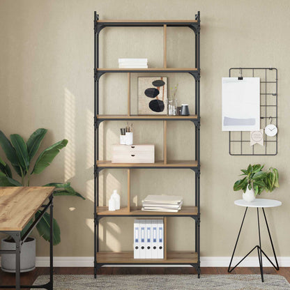 vidaXL Bookcase 5-Tier 76 x 32 x 192 cm Engineered Wood Artisan oak 4