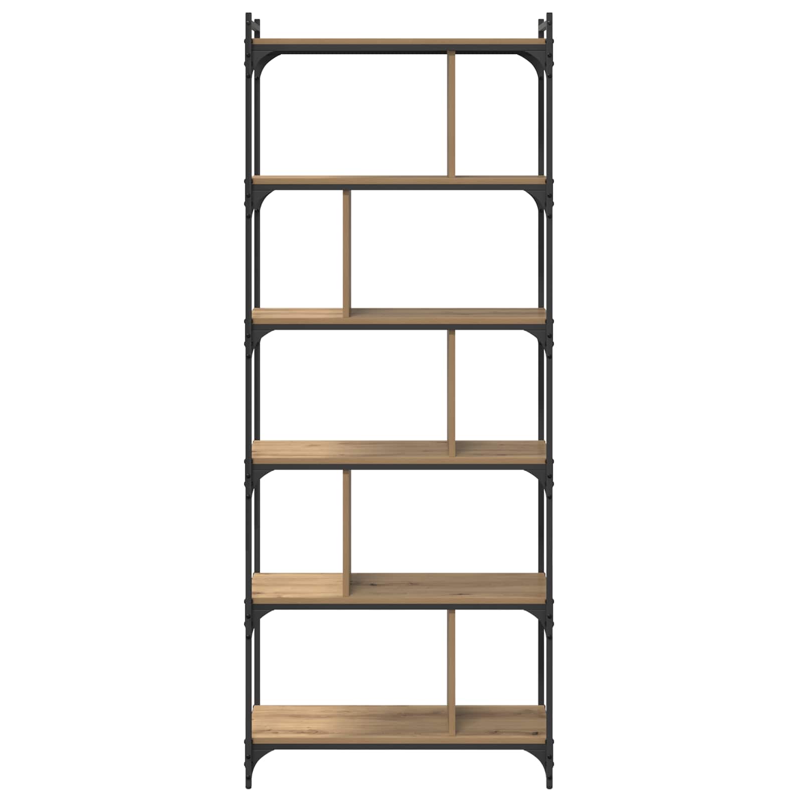 vidaXL Bookcase 5-Tier 76 x 32 x 192 cm Engineered Wood Artisan oak 5