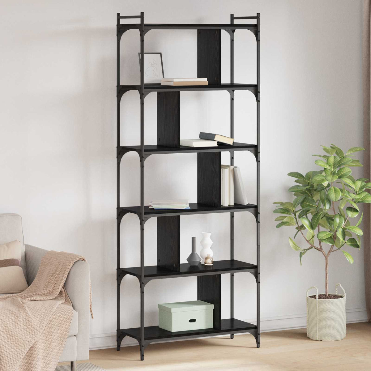 vidaXL Bookcase 5-Tier 76 x 32 x Engineered Wood Height 192 cm