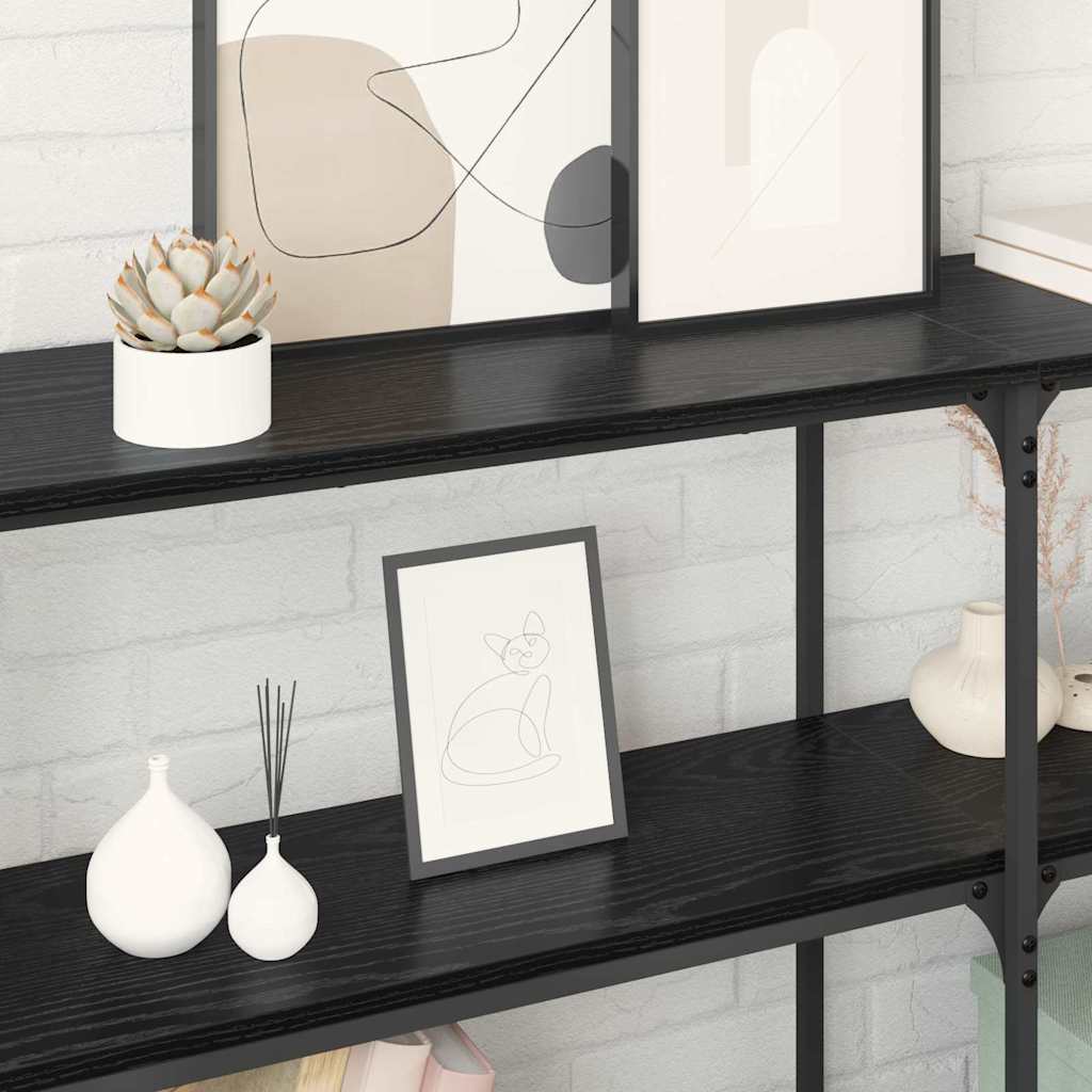 vidaXL Console Table Black Oak 150 x 29 x 75 cm 4