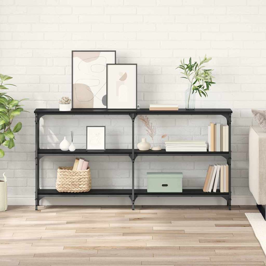 vidaXL Console Table Black Oak 150 x 29 x 75 cm 1