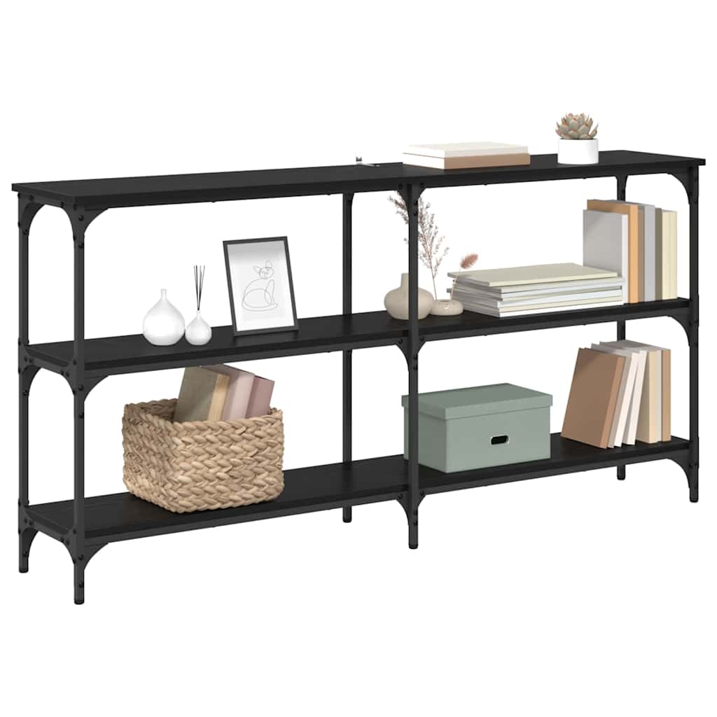 vidaXL Console Table Black Oak 150 x 29 x 75 cm 3