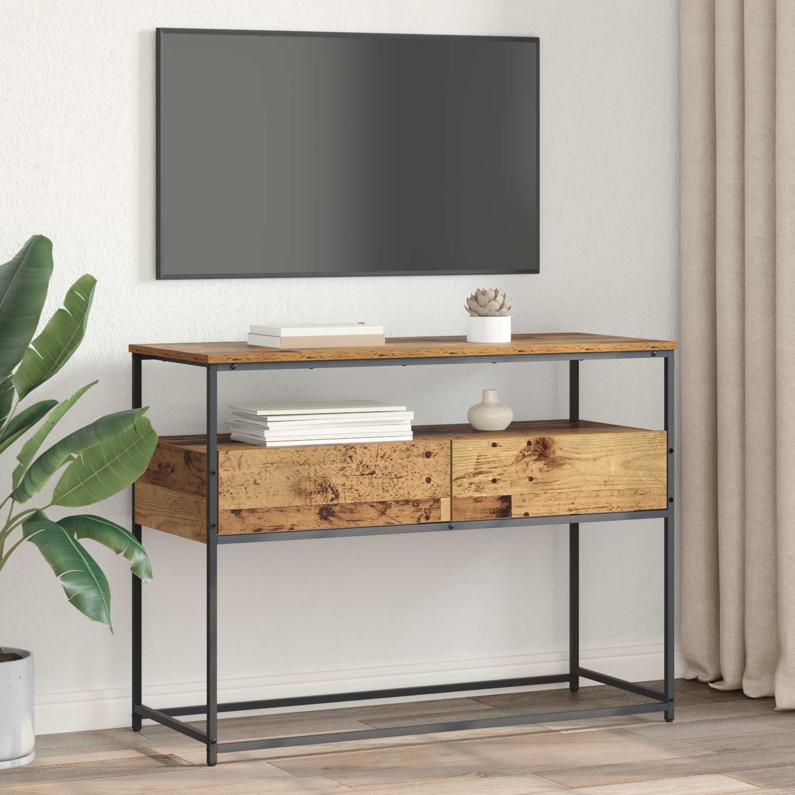 vidaXL Console Table Old Wood 100 x 40 x 75 cm Engineered Wood 4