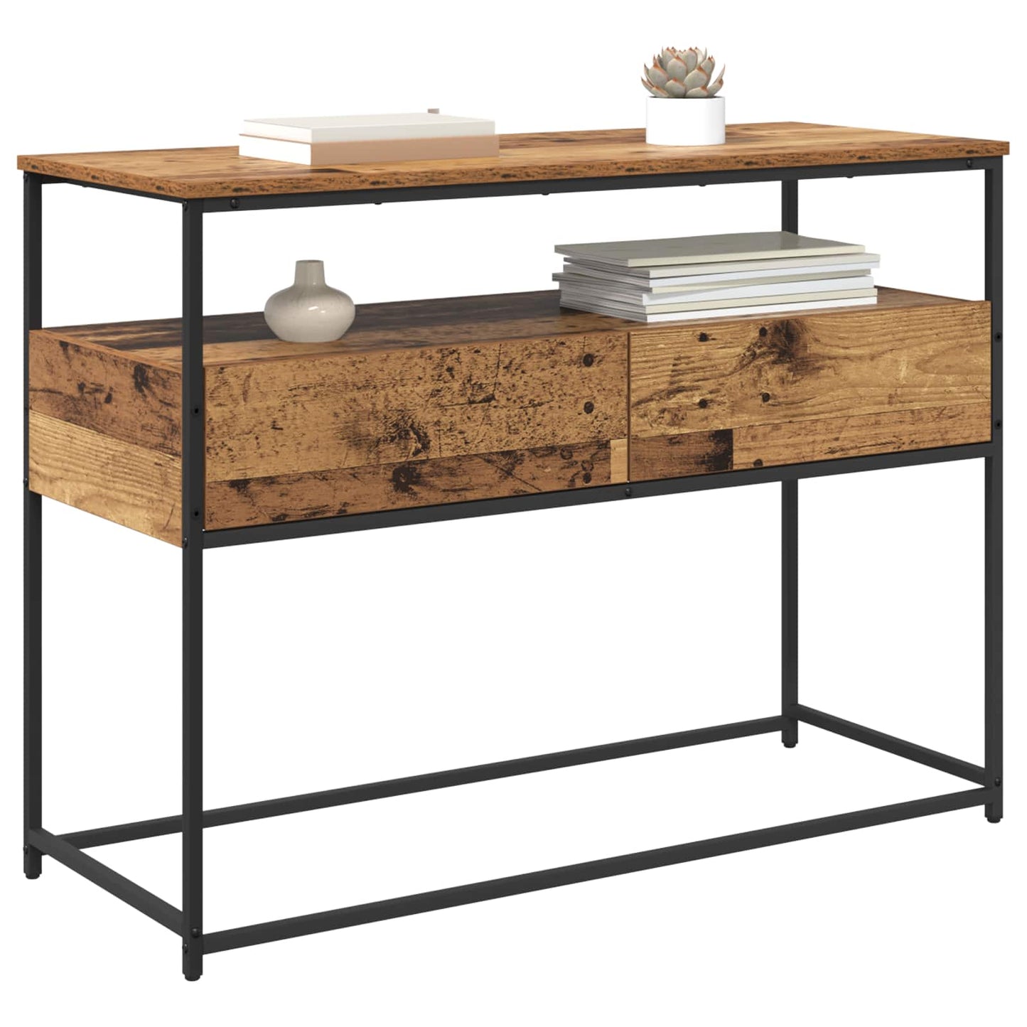 vidaXL Console Table Old Wood 100 x 40 x 75 cm Engineered Wood 3