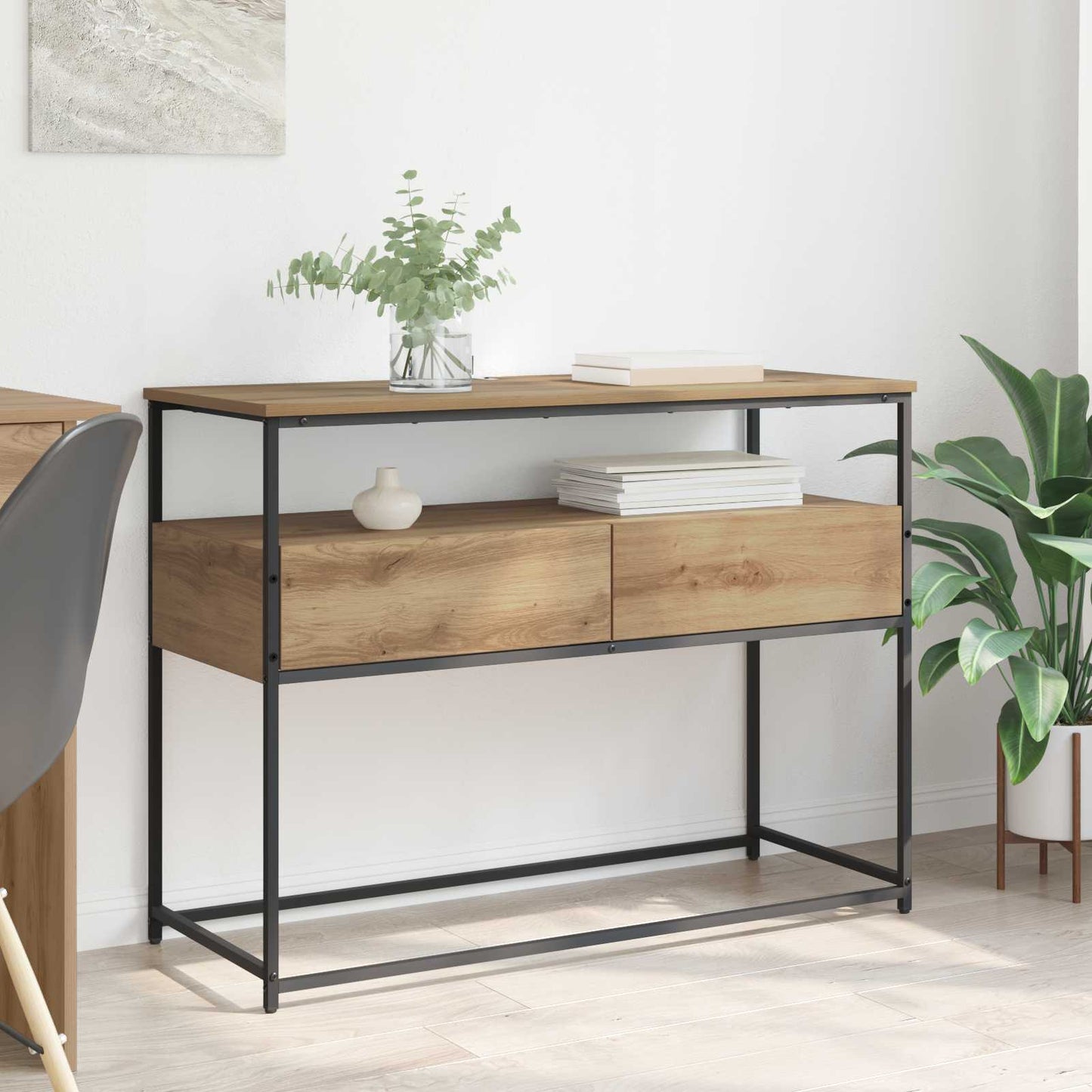 vidaXL Console Table Artisan Oak 100 x 40 x 75 cm Engineered Wood 1