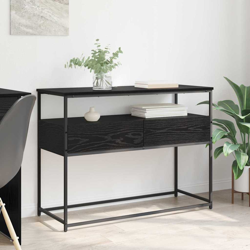 vidaXL Console Table Black Oak 100 x 40 x 75 cm Engineered Wood 1