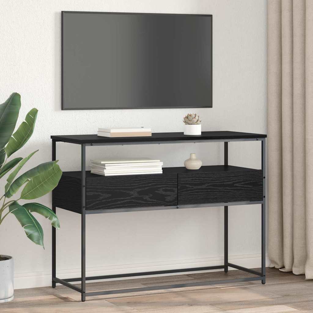 vidaXL Console Table Black Oak 100 x 40 x 75 cm Engineered Wood 4