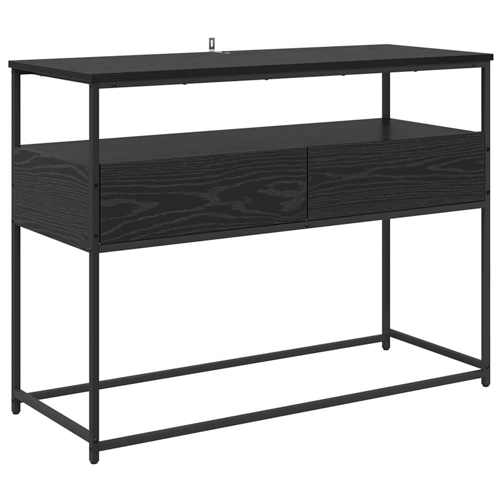 vidaXL Console Table Black Oak 100 x 40 x 75 cm Engineered Wood 2