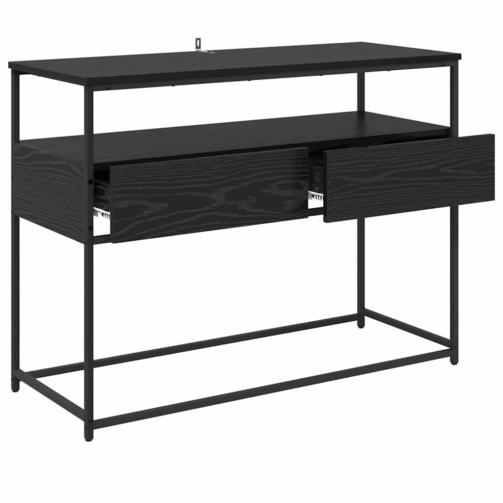 vidaXL Console Table Black Oak 100 x 40 x 75 cm Engineered Wood 5