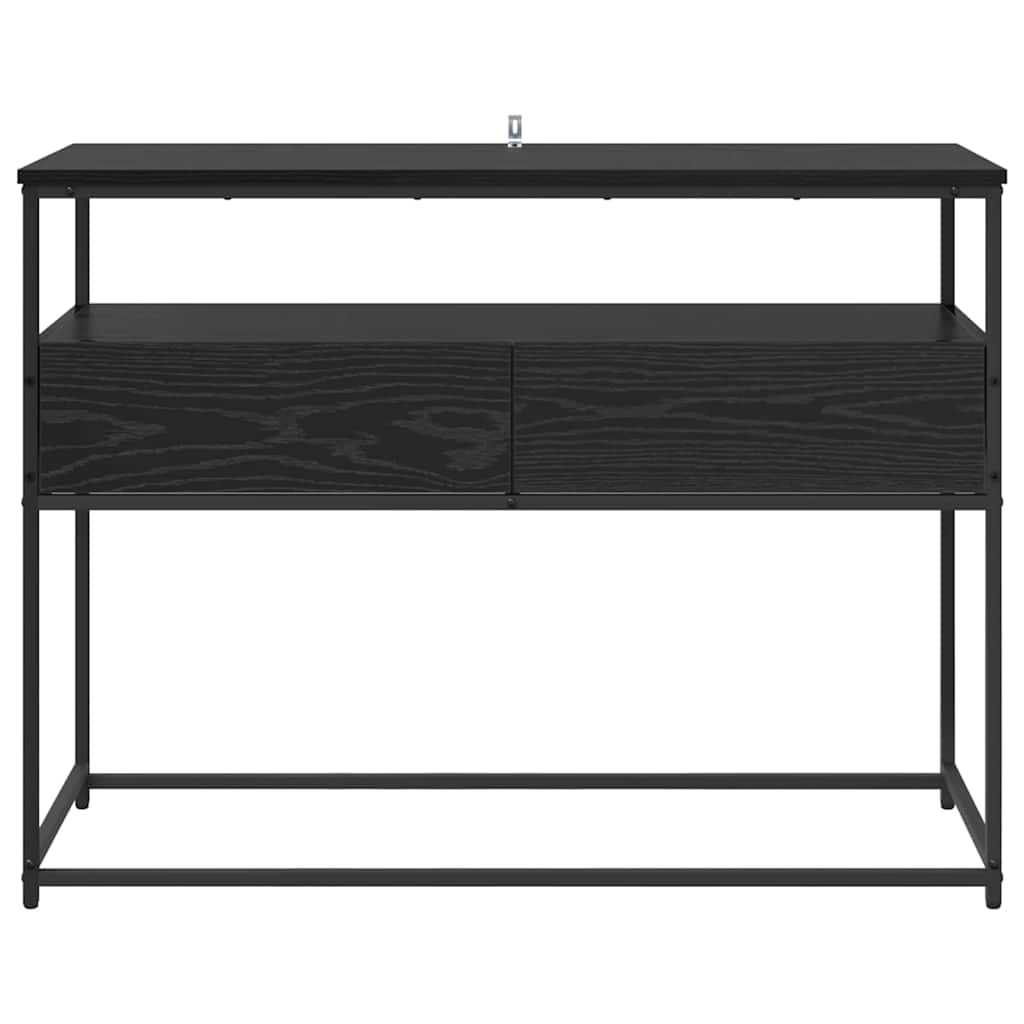 vidaXL Console Table Black Oak 100 x 40 x 75 cm Engineered Wood 6