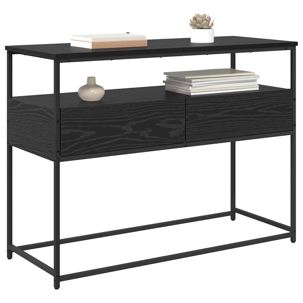 vidaXL Console Table Black Oak 100 x 40 x 75 cm Engineered Wood 3