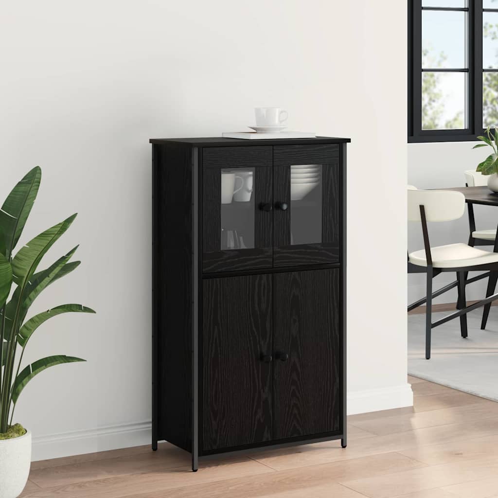 vidaXL Highboard Black Oak 62 x 32 x 106.5 cm Engineered Wood 4