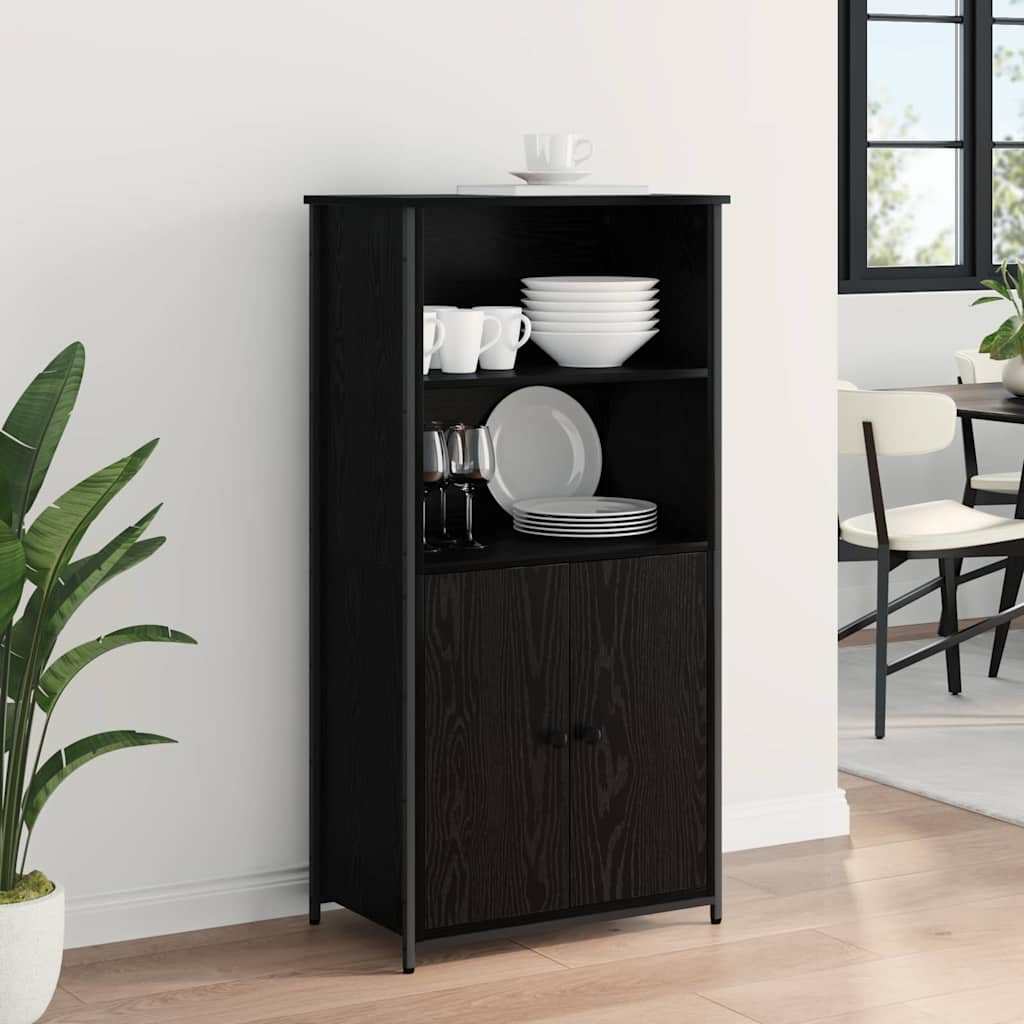 vidaXL Highboard Black Oak 62 x 36 x 121.5 cm Engineered Wood 4