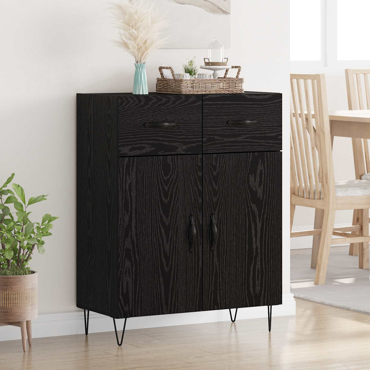 Sideboard 69,5x34x90 cm Engineered Wood Black oak